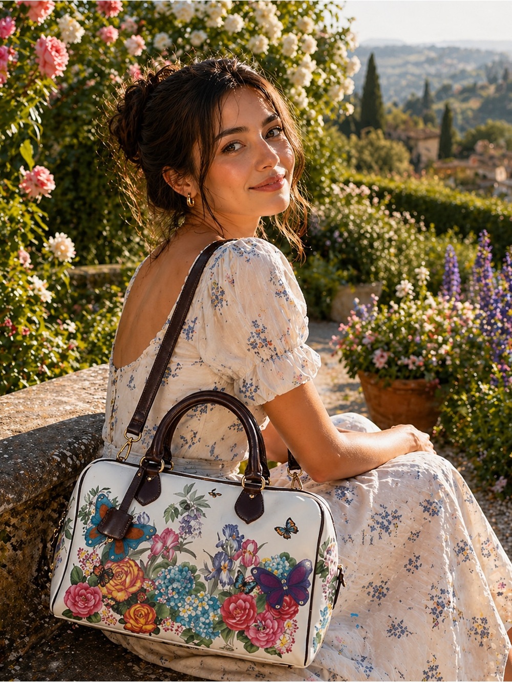 Etro Floral Tote with Multicolor Design